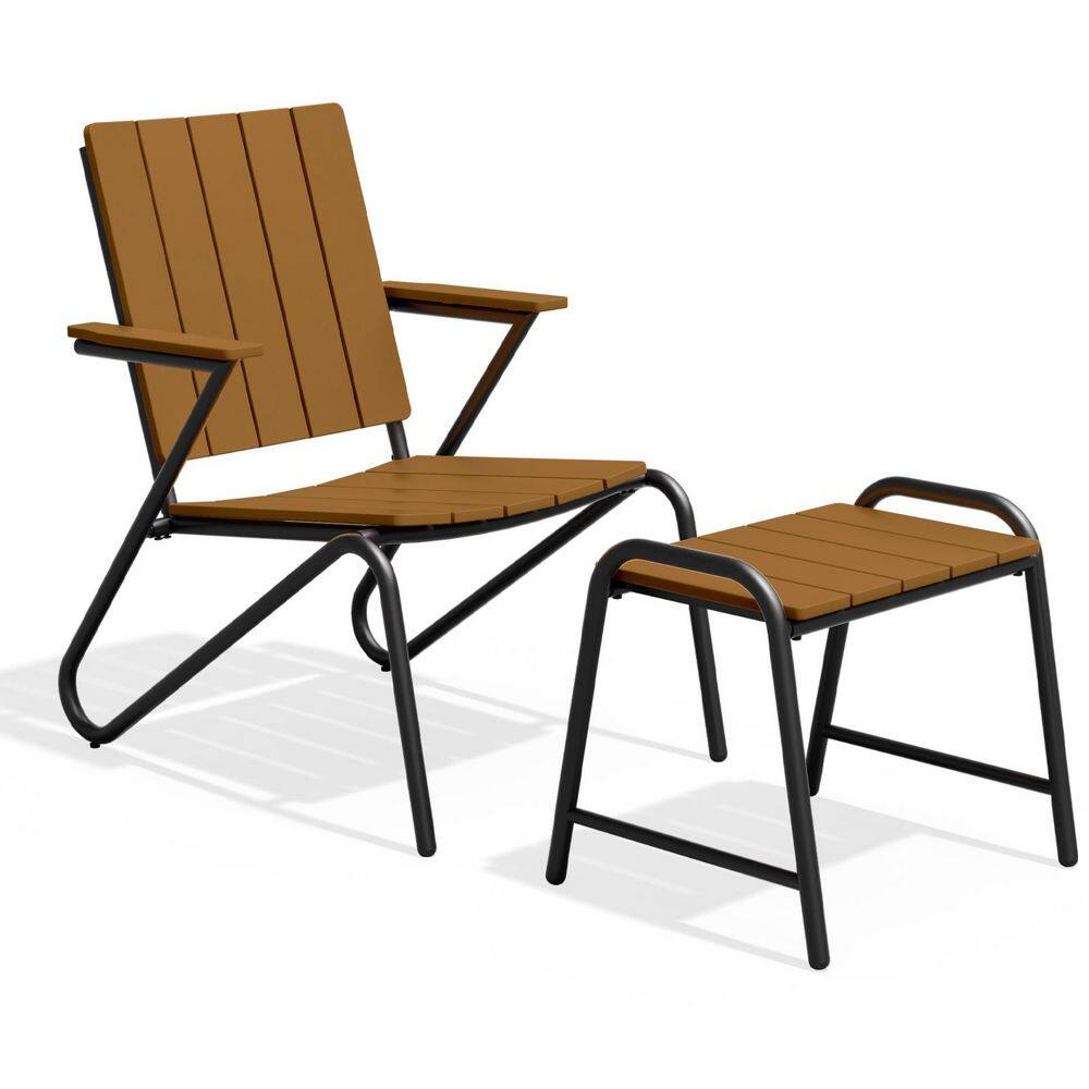 Outdoor Adirondack Chair with Ottoman, PS Seat and Metal Frame in Teak price history on PriceWatchPro