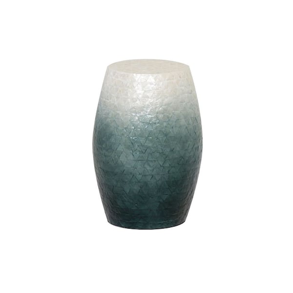 Linon Home Decor Jaynie 13.75 in. Blue Ombre Drum Specialty shape Capiz Shell End Table