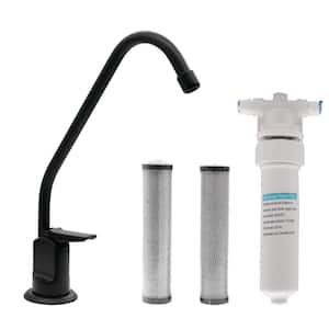 8 in. Touch-Flo Style Cold Water Dispenser Faucet Kit with In-line Filter and 2-Pack Cartridges, Matte Black