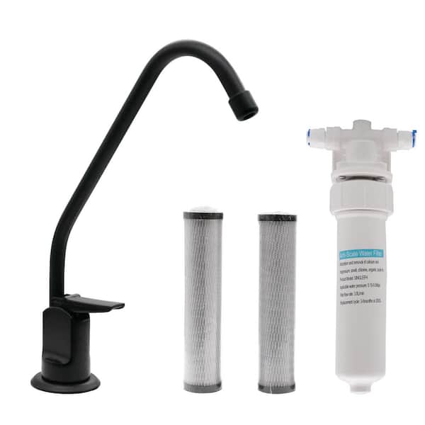 Westbrass 8 in. Touch-Flo Style Cold Water Dispenser Faucet Kit with In-line Filter and 2-Pack Cartridges, Matte Black