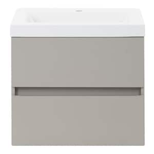 Rawlins 25 in. W x 19 in. D x 22 in. H Single Sink Floating Bath Vanity in Gray with White Cultured Marble Top