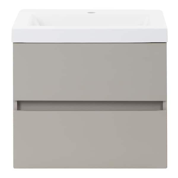 Rawlins 25 in. Single Sink Gray Floating Bath Vanity with White Cultured Marble Top (Assembled)