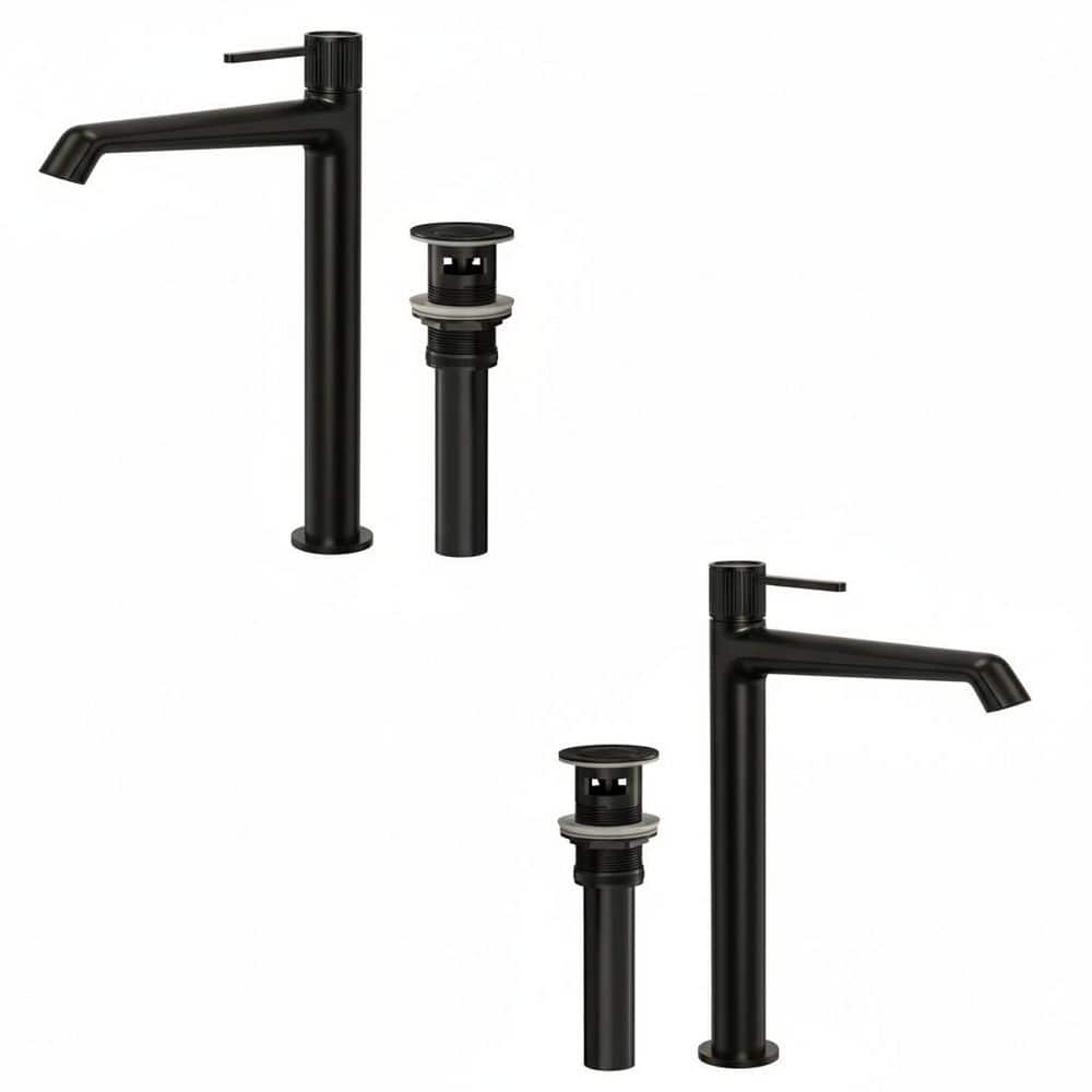 2 Pack 12.75 in. Height Single Handle Faucet Single Hole Bathroom Faucet Spot Resistant in Matte Black with Drain price history on PriceWatchPro