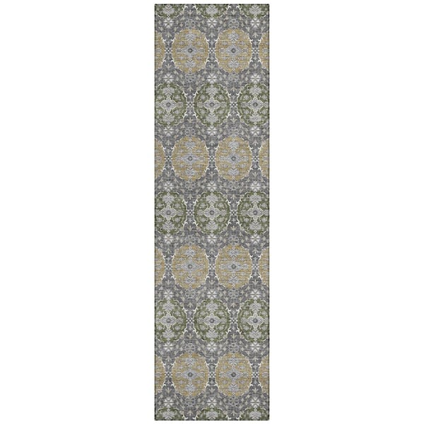 Chantille Machine Washable Indoor/Outdoor Abstract ACN2918 Gray 2 ft. x 7 ft. Runner Rug