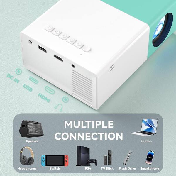 EKIEUDL - 1920 x 1080 Full HD Wireless Portable Projector w/ 2800 Lumen Built-in Wifi and Speaker, Cabinet Type for Indoor/Outdoor