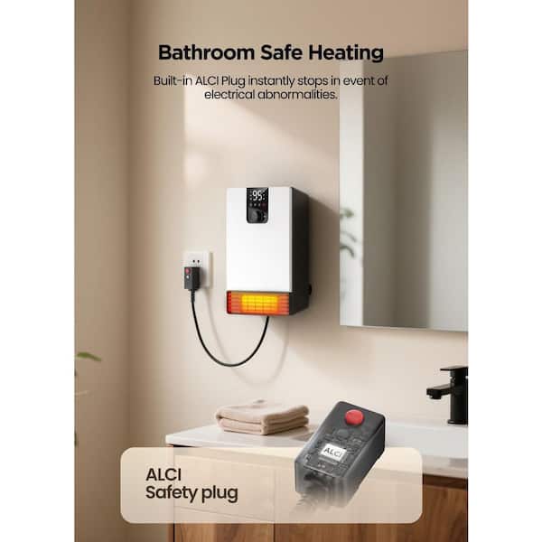 1500W Electric Radiant Furnace Wall Heater with Adjustable Thermostat, 3 Heat Modes and 24H Timer for Bathroom, Indoor