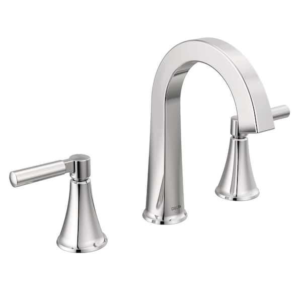 Delta Lorna 8 in. Widespread Double Handle Bathroom Faucet with Drain Kit Included in Chrome