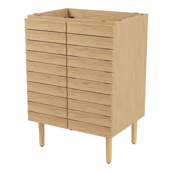 JONATHAN Y Aubert 24 in. W x 18 in. D x 33 in. H 2-Shelf Bath Vanity Cabinet without Top (Sink Basin not Included), Oak
