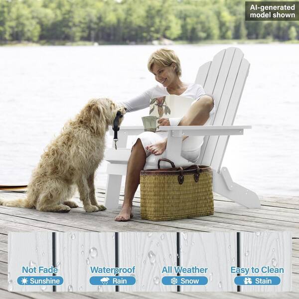 Mximu White Plastic Outdoor Weather-Resistant Folding Adirondack