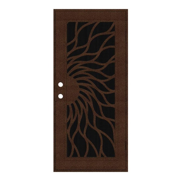 Unique Home Designs 30 in. x 80 in. Sunfire Copperclad Right-Hand Recessed Mount Aluminum Security Door with Charcoal Insect Screen