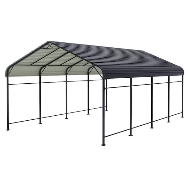 12 ft. W x 20 ft. D Metal Carport, Galvanized Steel Car Canopy and Shelter, Reinforced Frame