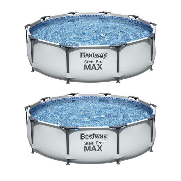 Bestway Pro 10 ft. x 10 ft. x 30 in. Round Metal Frame Above Ground Family Swimming Pool (2-Pack)