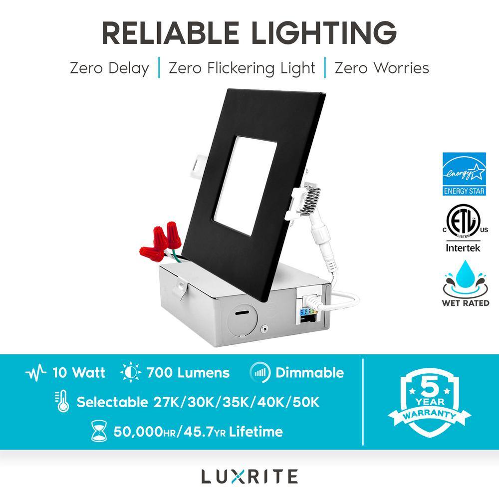 4'' Black LED Canless Recessed Lighting Kit with Switchable Color