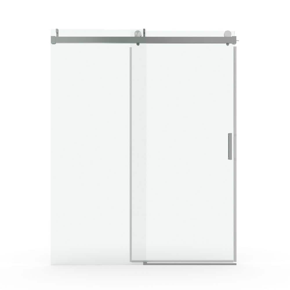 60'' x 76'' Frameless Sliding Shower Door in Brushed Nickel with Tempered Glass