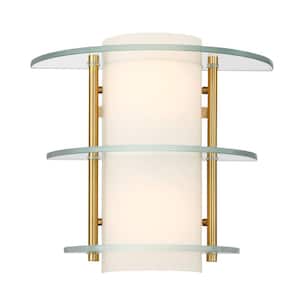 Newell 2-Light Warm Brass Wall Sconce with Opal Glass Shade