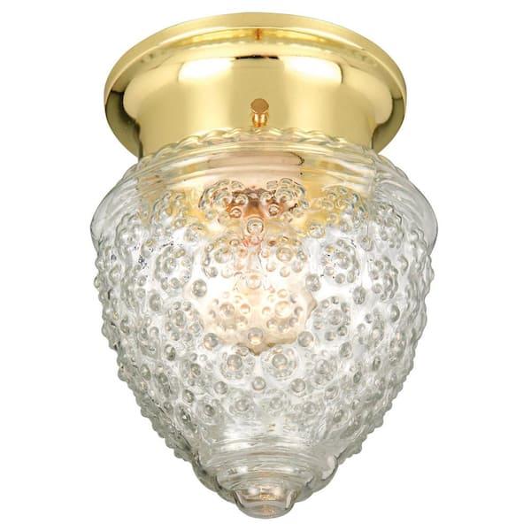 Design House 1-Light Polished Brass Ceiling Fixture with Clear Glass