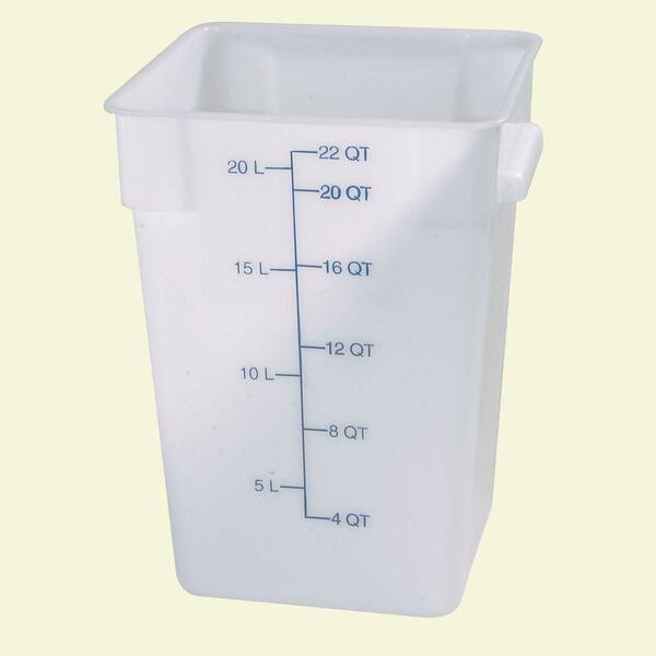 Carlisle 22 qt. Polyethylene Square Food Storage Container in White (Case of 6)