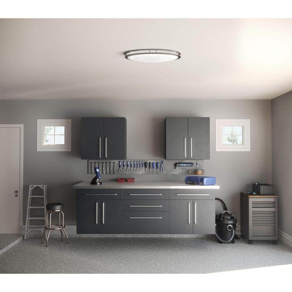 Brushed Nickel 18" LED Modern Close-to-Ceiling Light with White Acrylic Diffuser