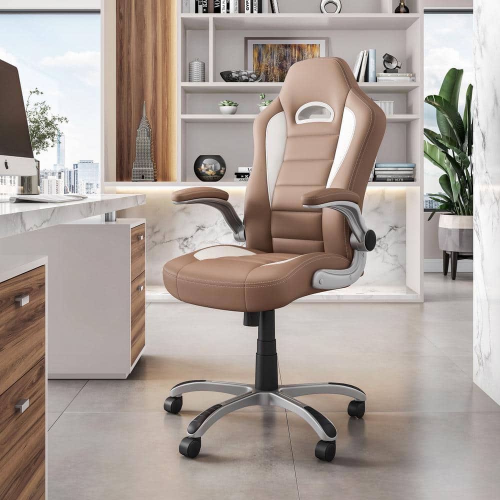High Back Executive Sport Race Office Chair with Flip-Up Arms - Thumbnail 5