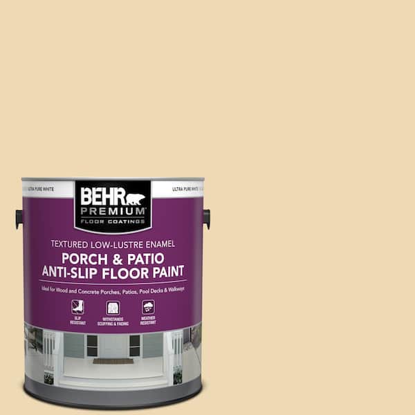 BEHR PREMIUM 1 gal. #340E-3 Bavarian Cream Textured Low-Lustre Enamel Interior/Exterior Porch and Patio Anti-Slip Floor Paint
