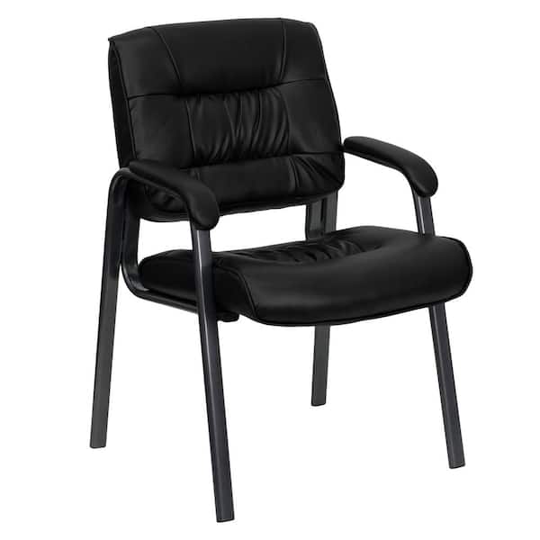 Flash Furniture Faux Leather Cushioned Reception Chair in Black