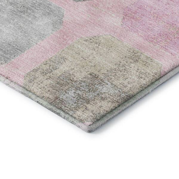 Mayfield Premium Machine Washable Abstract AMF2182 Pink 2 ft. x 7 ft. Runner Rug