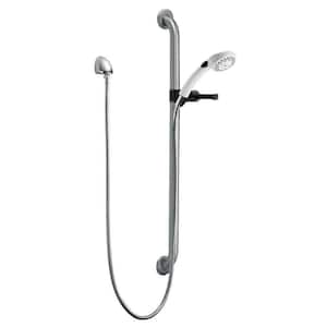 2-Spray Hand Shower with Grab Bar and Elbow in Chrome