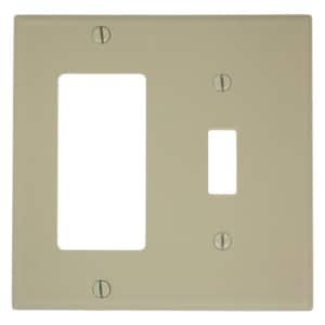 4.5 in L X 4.56 in W 0.22 in T 2 Gang Standard Ivory Leviton 86006 001-000 1-Toggle 1-Blank Standard Size Wall Plate 