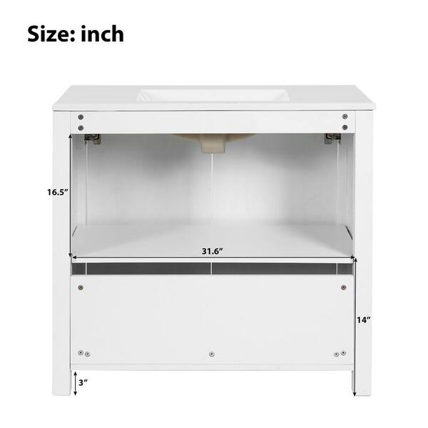 Ziyudura 36 in. Single Sink Freestanding White Bath Vanity with