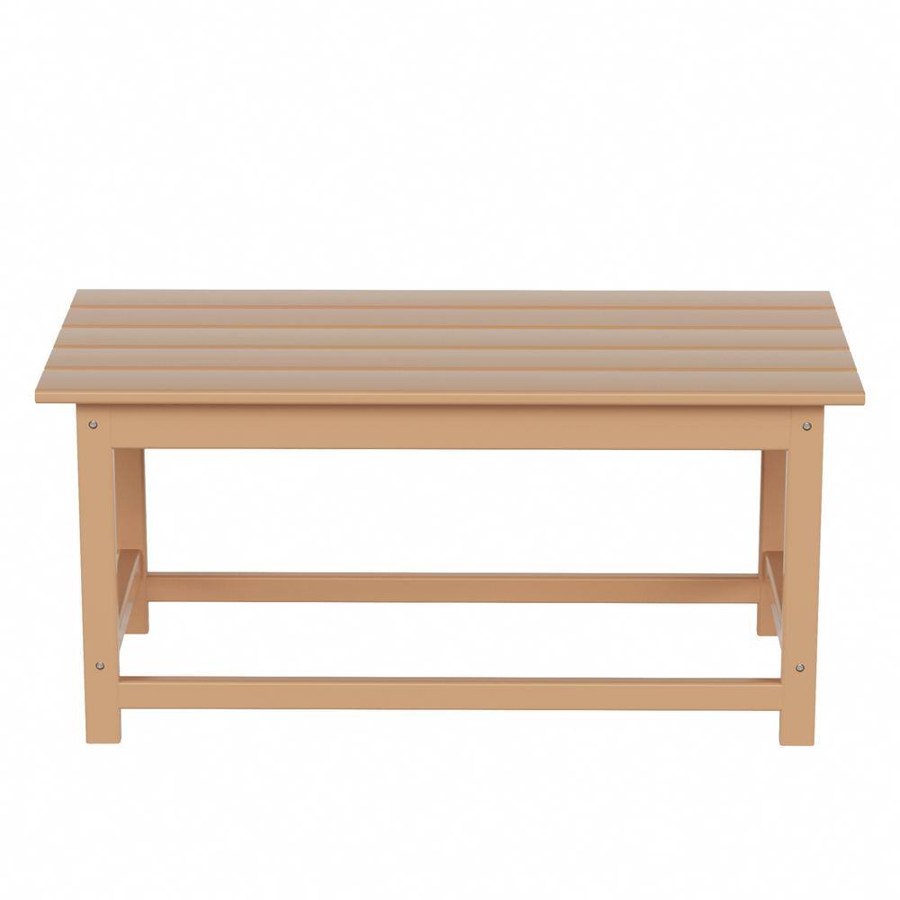 Teak HDPE All-Weather Outdoor Coffee Table, 35.5"