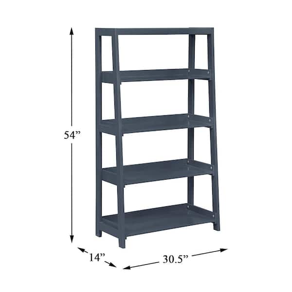 Lazzara Eliza 54 in. Tall Navy Blue Wood 4 Fixed Shelves Bookcase