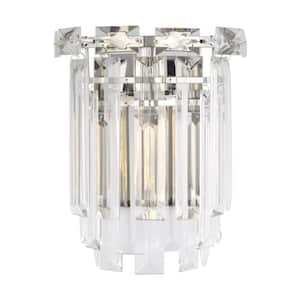 Arden 10.125 in. W x 12.875 in. H 1-Light Polished Nickel Dimmable Modern Wall Sconce with Clear Glass Shade