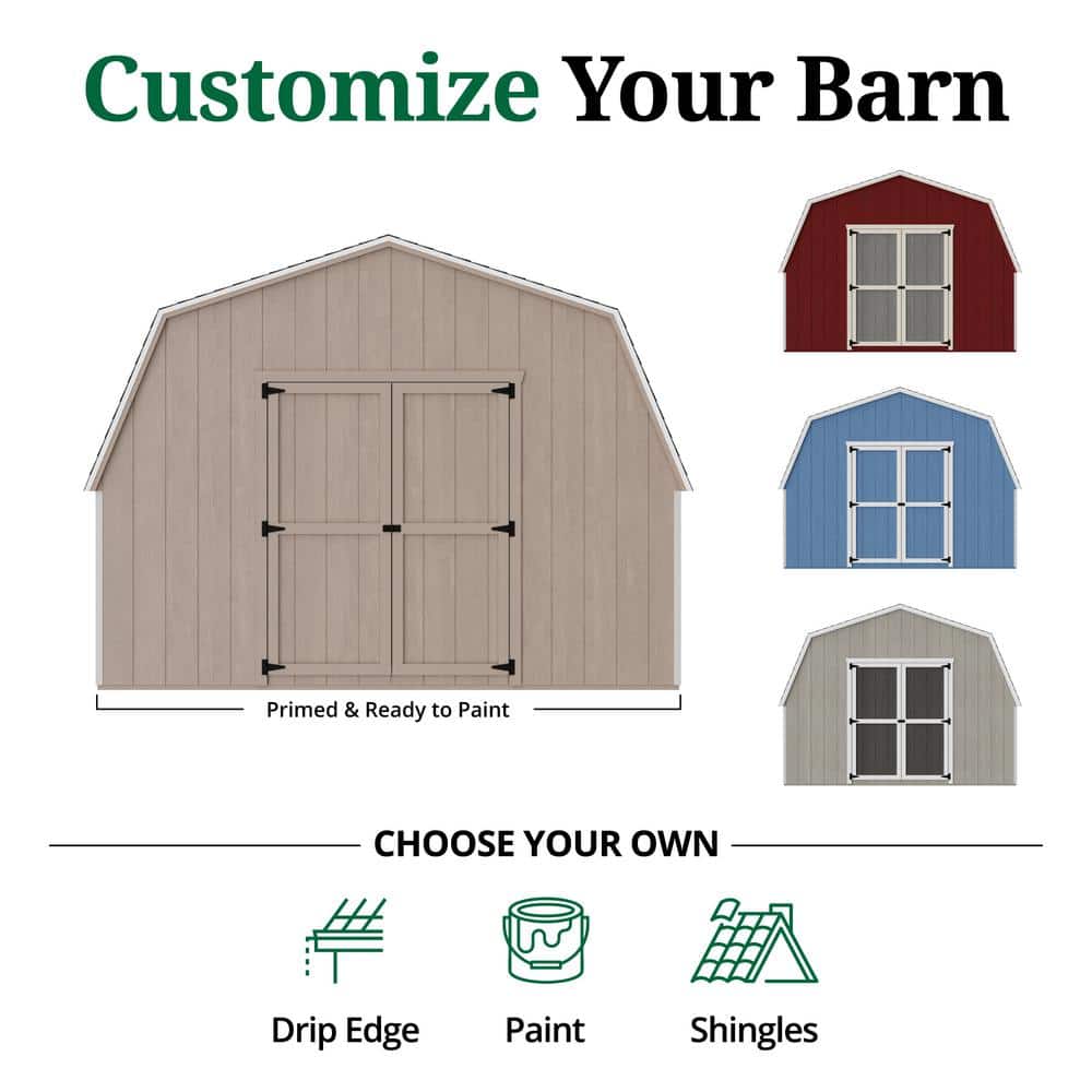 12' x 24' Red Wood Gambrel Roof Storage Shed Kit