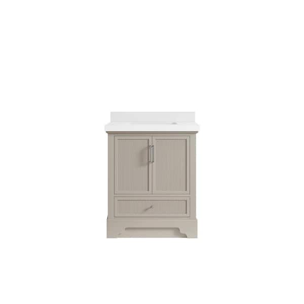 Willow Collections Alys 30 in. W x 22 in. D x 36 in. H Single Sink Bath Vanity Center in Fine Grain with 2 in. White Quartz Top
