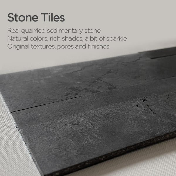 12-Sheets Carbon Gray 24 in. x 6 in. Peel, Stick Self-Adhesive Decorative 3D Stone Tile Backsplash (11.6 sq.ft./Pack)