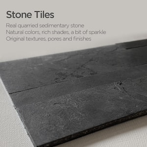 4-Sheets Carbon Gray 24 in. x 6 in. Peel, Stick Self-Adhesive Decorative 3D Stone Tile Backsplash (3.87 sq.ft./Pack)