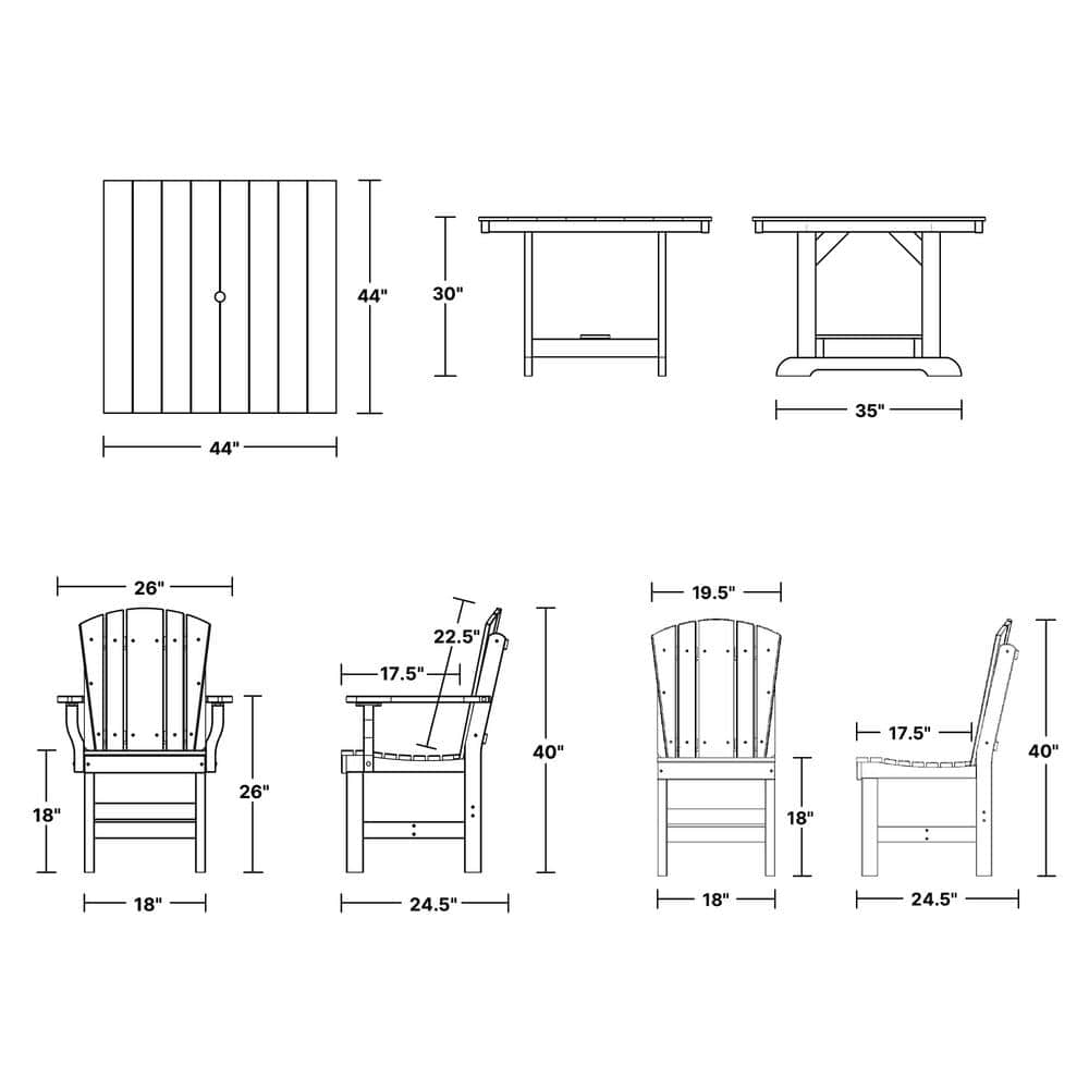 Heritage Cardinal Red 5-Piece HDPE Outdoor Dining Set