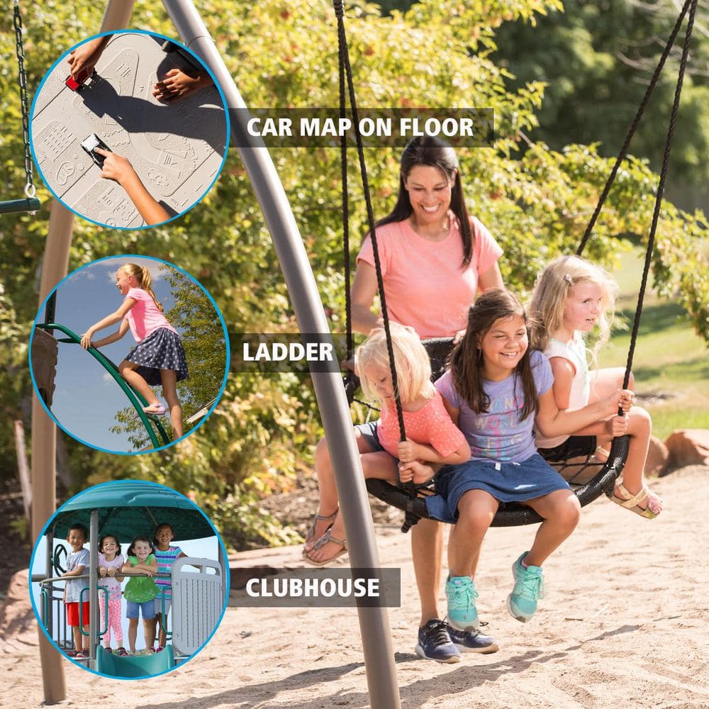 Lifetime Adventure Tower Swing Set with Slide and Climbing Wall