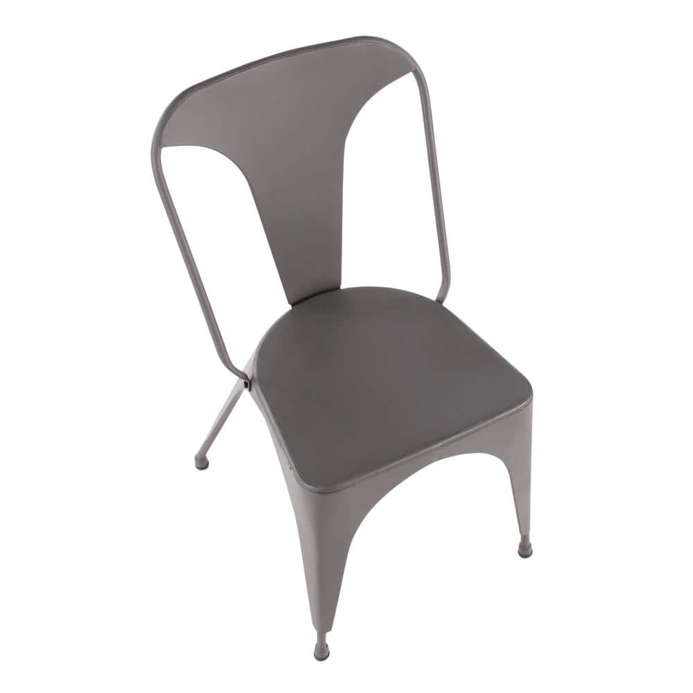 Matte Grey High Metal Slat Back Side Chair