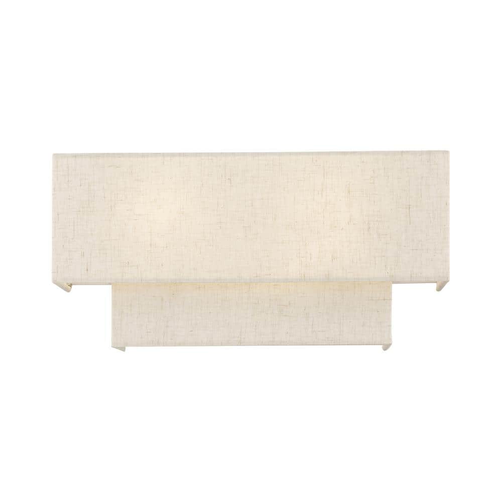 English Bronze Dimmable 2-Light Sconce with Fabric Shade