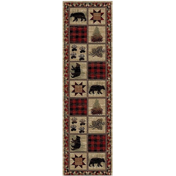 Hearthside Hollow Point Lodge Red 2 ft. x 8 ft. Woven Animal Print Polypropylene Rectangle Area Rug