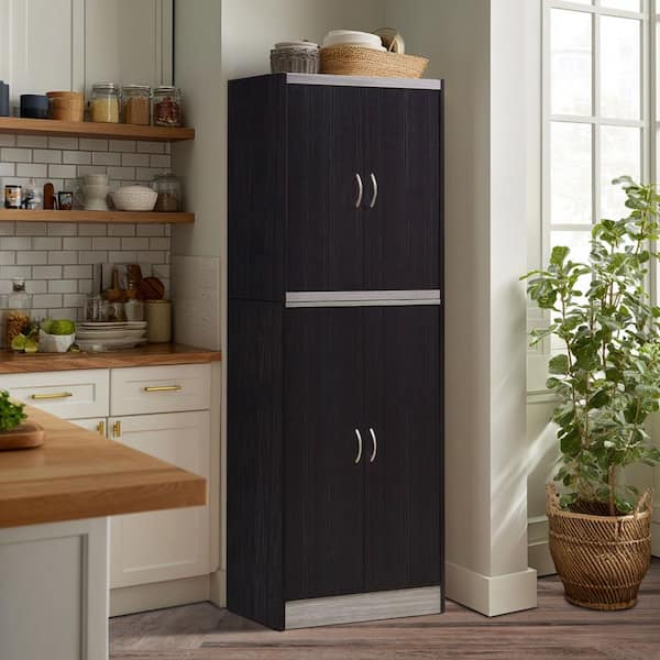 L'Baiet Chocolate Freestanding Wood 24 in. Wide Kitchen Pantry Cabinet with Removable Shelves, Space-Saving Storage Organizer
