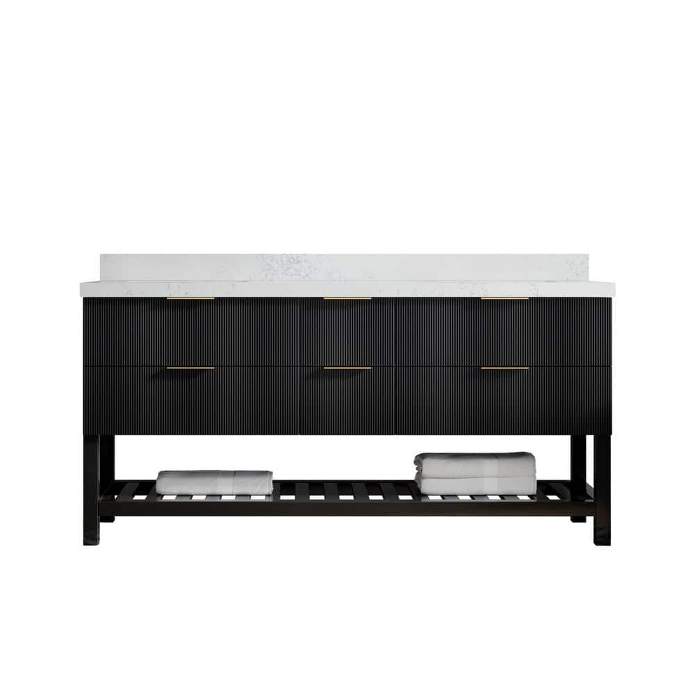 "Catalina 72 in. W x 22 in. D x 36 in. H Double Sink Bath Vanity in Black with 2"" Empira Quartz Top" price history on PriceWatchPro