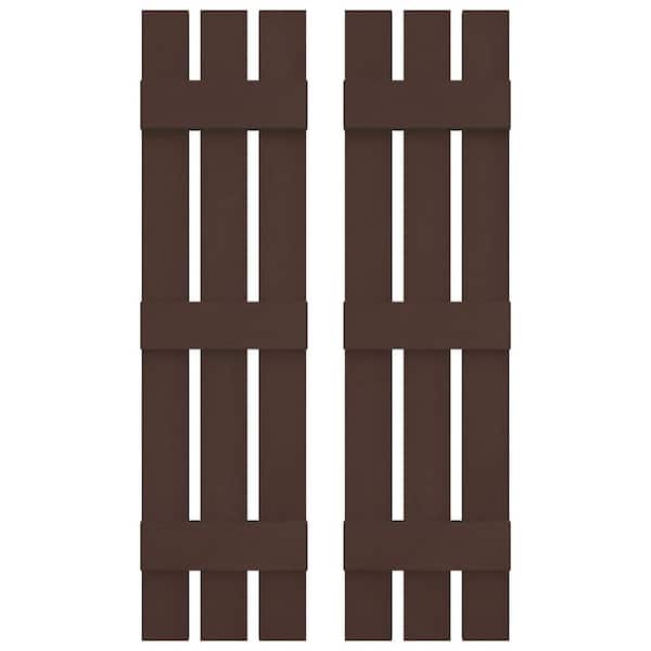 Builders Edge 12 in. W x 63 in. H Vinyl Exterior Spaced Board and Batten Shutters Pair in Federal Brown