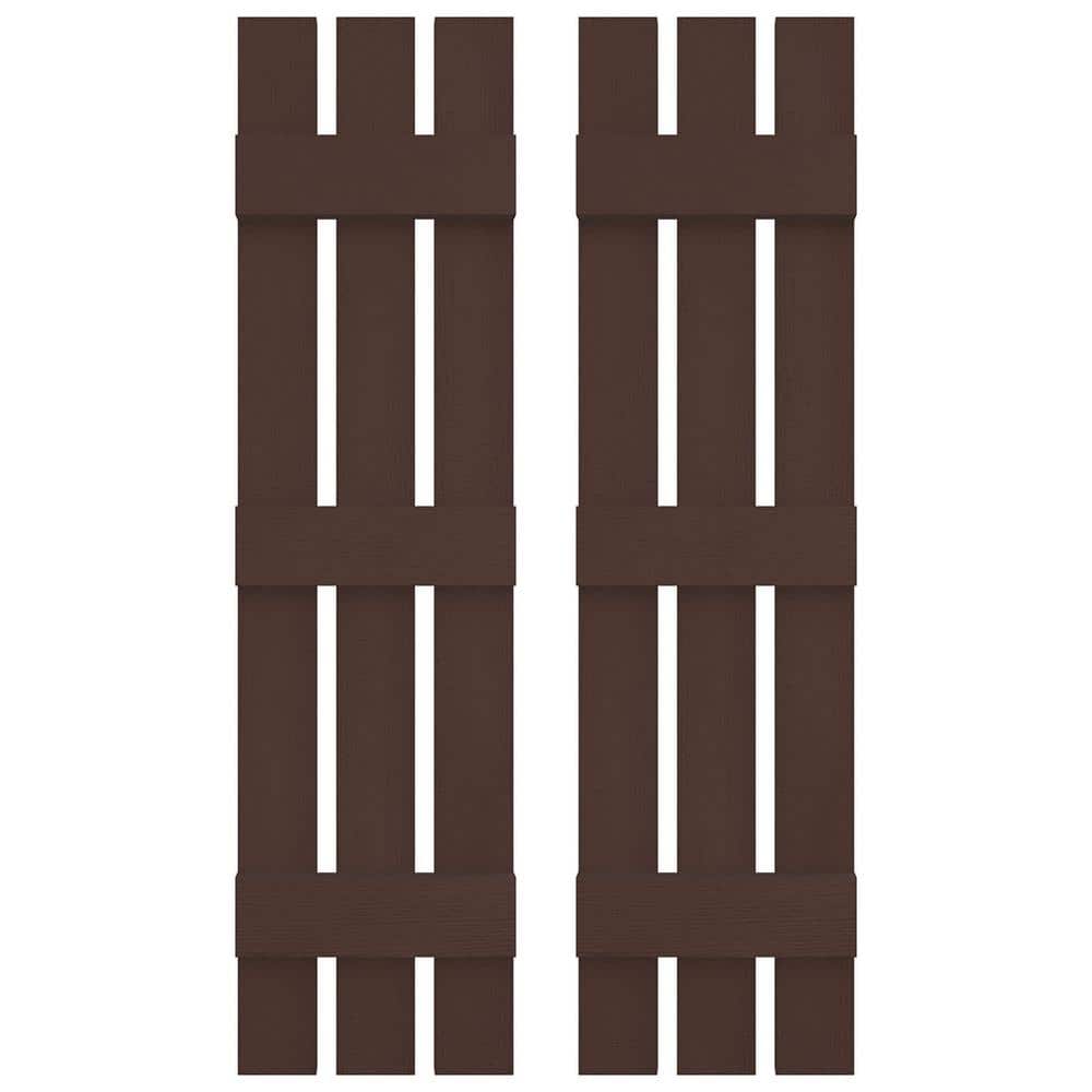 12 in. W x 75 in. H Vinyl Exterior Spaced Board and Batten Shutters Pair in Federal Brown price history on PriceWatchPro