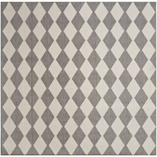 Positano Charcoal 8 ft. x 8 ft. Diamond Contemporary Square Area Rug