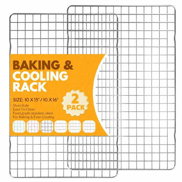 2-Piece Stainless Steel Cooling Rack Set, 15 x 10 in. Wire Racks for Baking Sheets and Oven Cooking