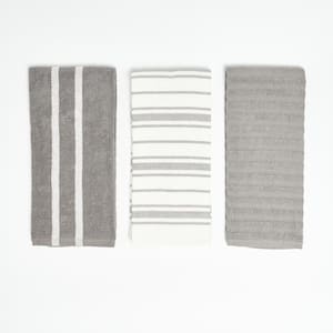 Grey Multi Stripe 100% Cotton Kitchen Towels (3 Piece Set)