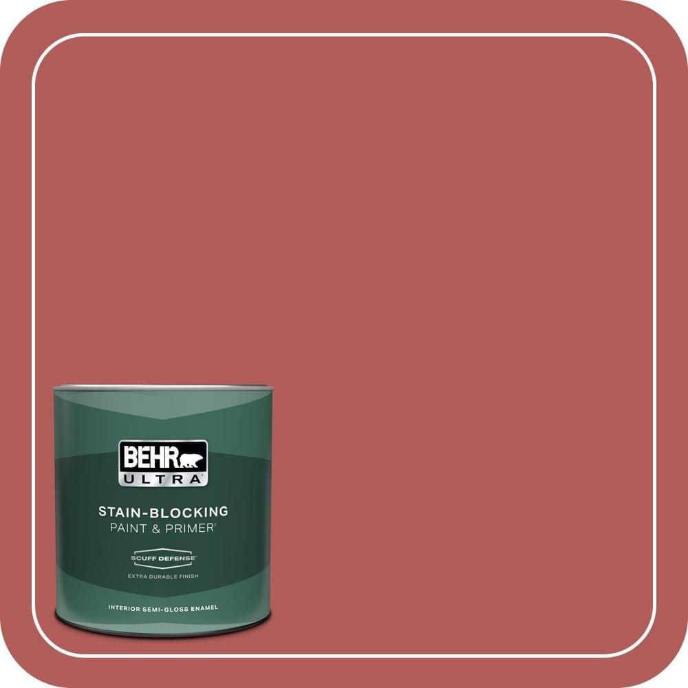 Pottery Red Color BEHR ULTRA 1 qt. #160D-6 Pottery Red Extra Durable Semi-Gloss Enamel ...