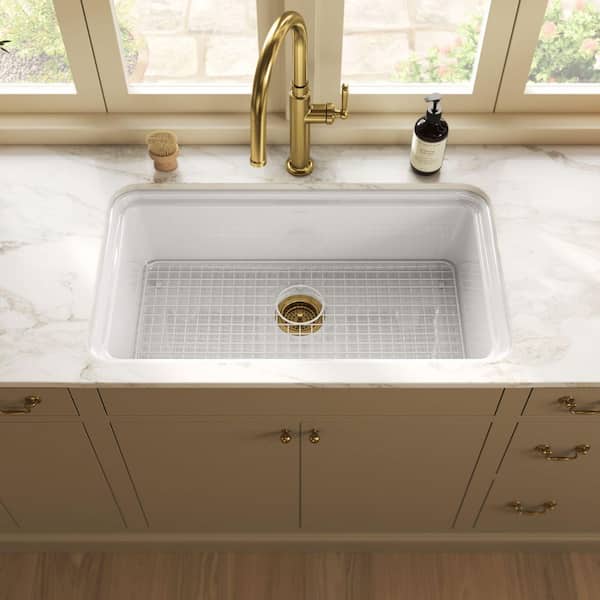 Audrine 33 In. Undermount Single Bowl Fireclay Kitchen Sink In White